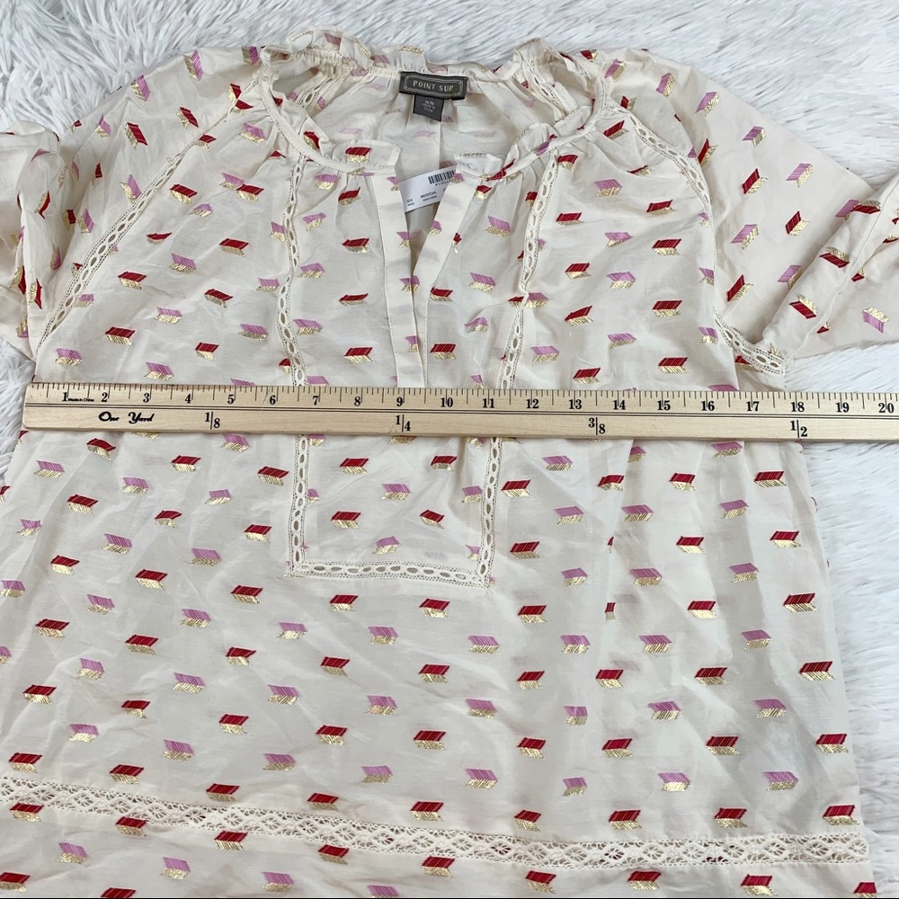 J‎ crew Point Sur long sleeve tie neck metallic clip dot blouse top - Picture 4 of 9